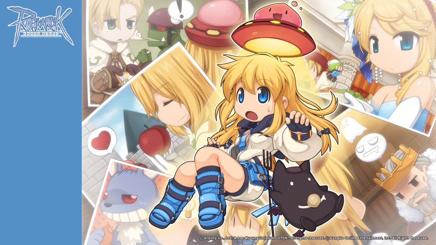 !, 2boys, 2girls, 3boys, apple, armor, armored_boots, bikini