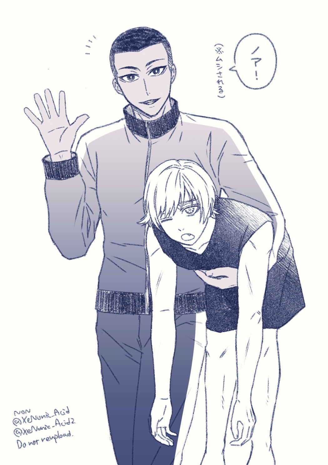 2boys, black_hair, black_jacket, black_pants, black_shirt, black_shorts, blonde_hair, blue_lock