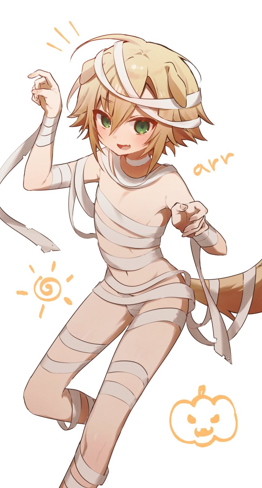 1boy, animal_ears, bandages, blonde_hair, blush, commentary, dog_boy, dog_ears