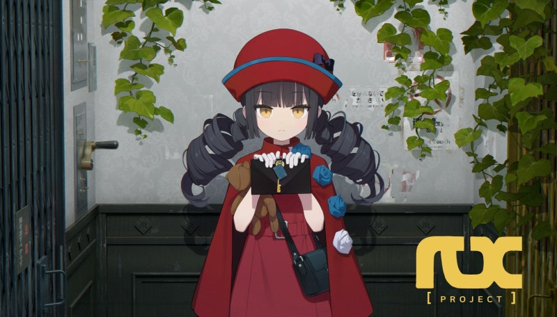 1girl, artist_request, bag, belt, black_hair, blue_flower, blue_rose, blunt_bangs