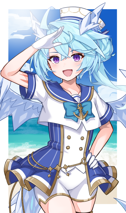 1girl, blue_hair, blue_horns, blue_wings, crystal_horns, crystal_tail, crystal_wings, dragon_girl
