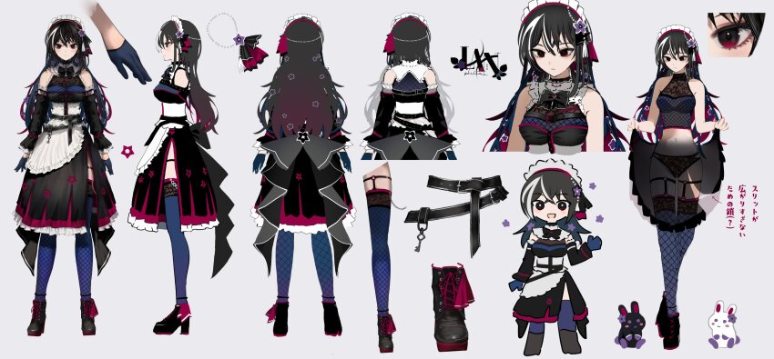 1girl, absurdres, aegis-link, back_bow, black_bow, black_bowtie, black_eyes, black_footwear