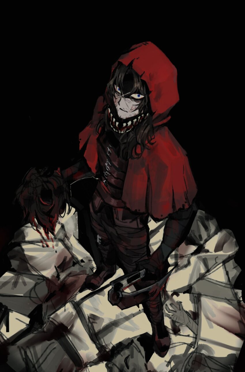 1boy, beard_stubble, belt, black_background, black_bodysuit, bodysuit, brown_belt, brown_hair