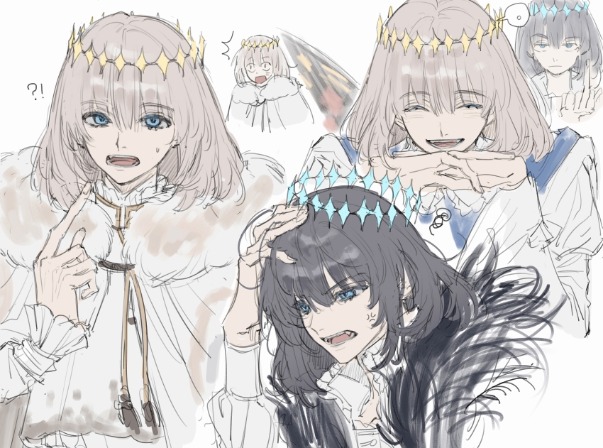 !?, 1boy, absurdres, anger_vein, arthropod_boy, blank_speech_bubble, blonde_hair, blue_eyes