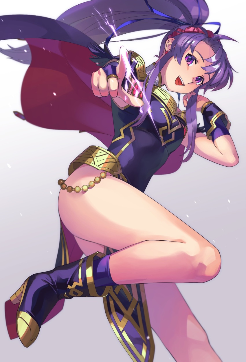 1girl, :d, ahoge, asagi_(banzoku210), beads, belt, black_dress, black_footwear