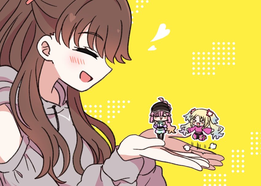 >_<, 3girls, :3, :d, ahoge, anyoji_hime, anyoji_hime_(winter_training_wear), aqua_jacket