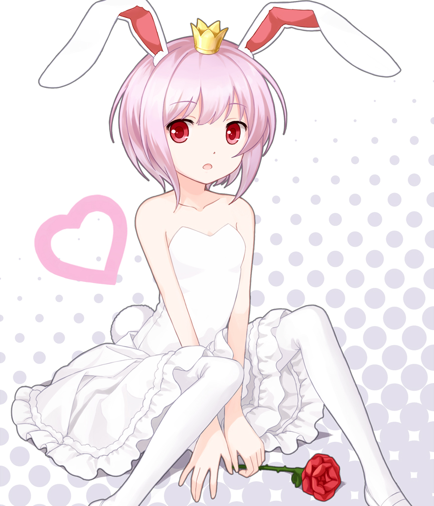 1girl, ac_japan, aisatsu_no_mahou, animal_ears, arigato_usagi, bare_shoulders, female_focus, flower