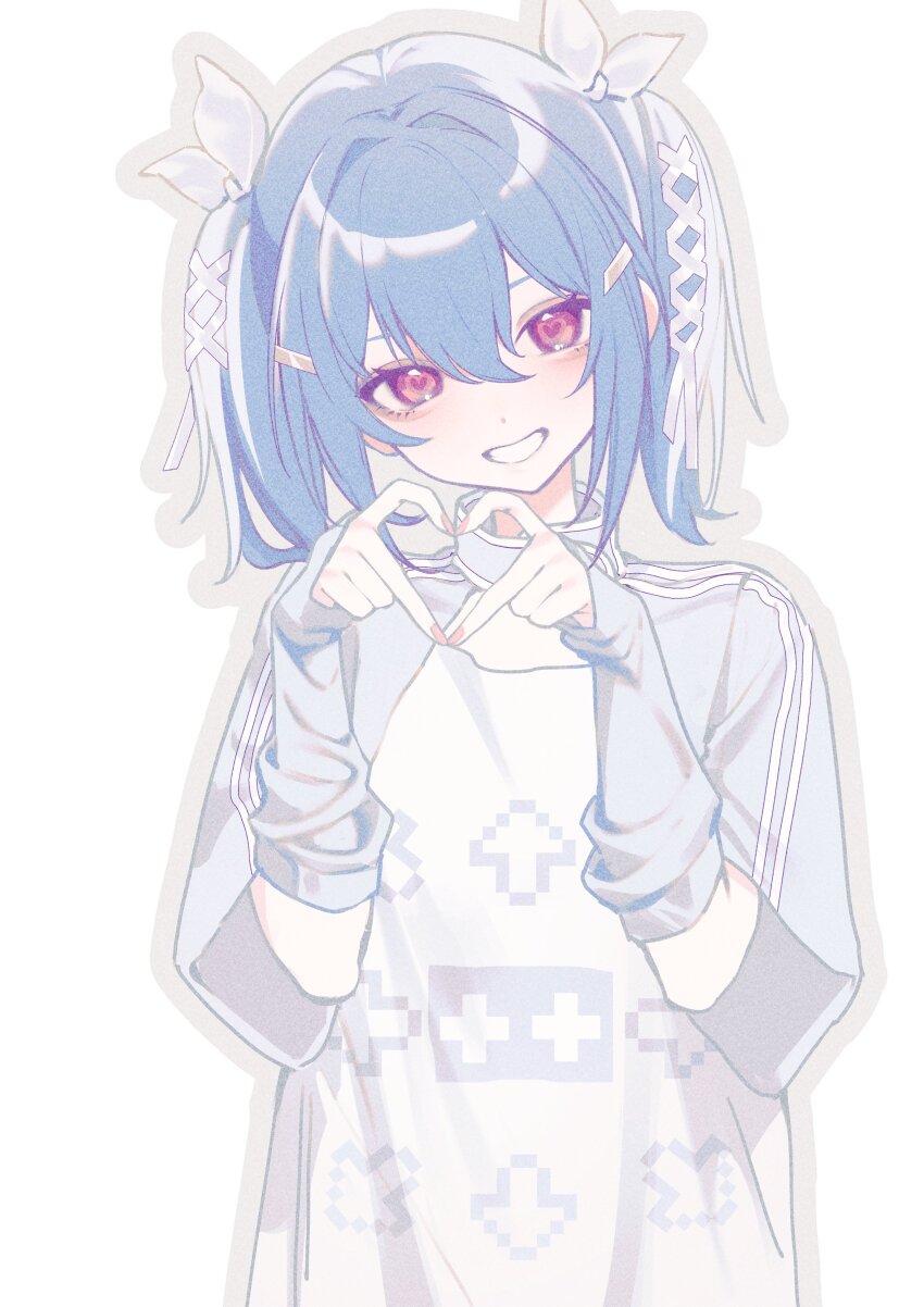 1girl, absurdres, alternate_costume, arm_warmers, blue_hair, blush, bow, chinese_commentary