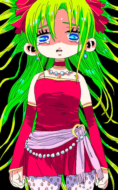 1girl, bare_shoulders, bead_belt, bead_necklace, beads, blue_eyes, breasts, choker