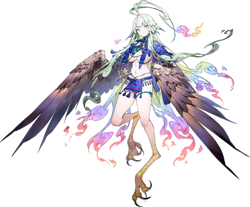 1girl, ahoge, bird_legs, bow, breasts, fate/grand_order, fate_(series), feathered_wings