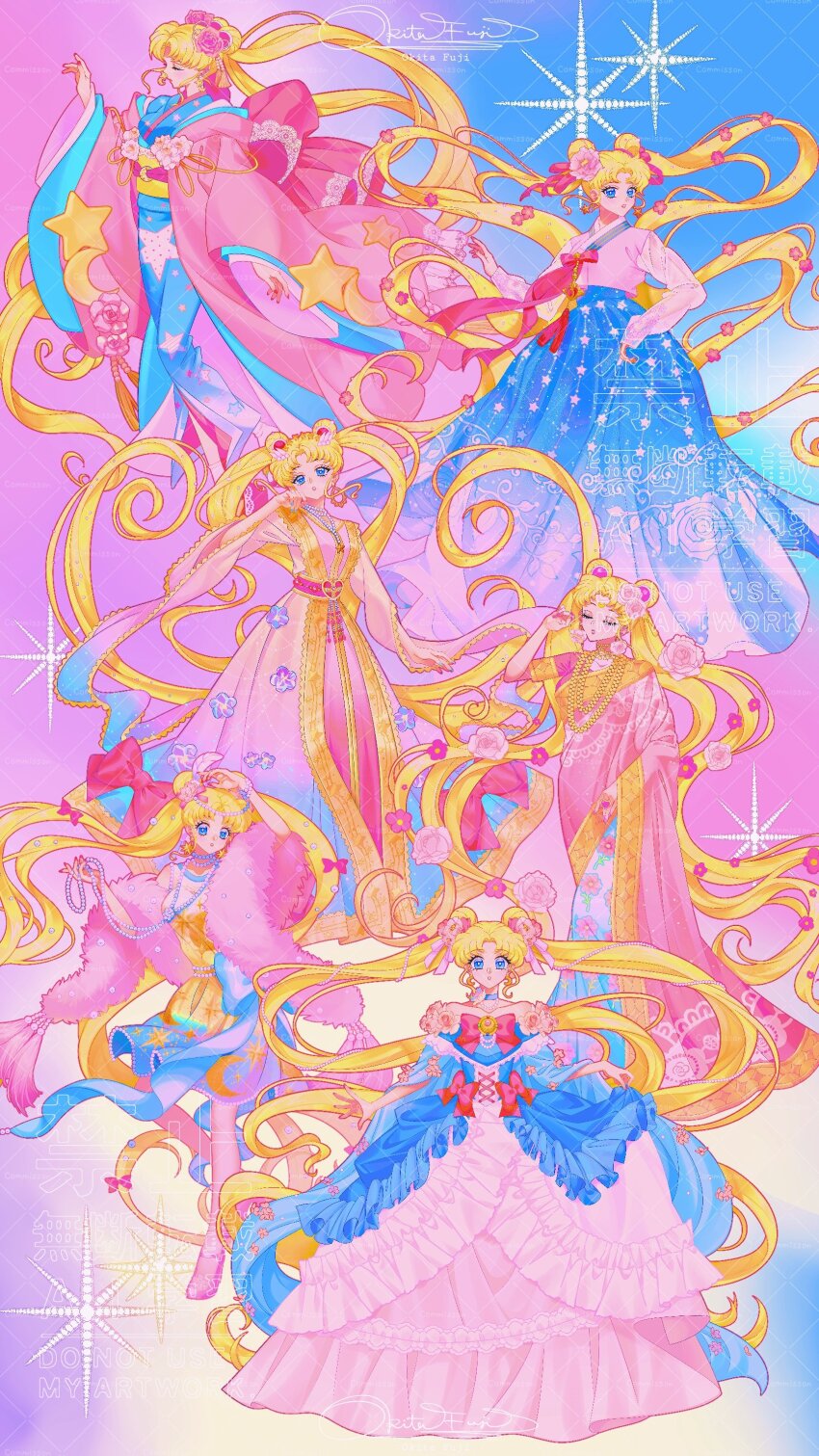 1girl, :o, absurdly_long_hair, absurdres, alternate_costume, artist_name, asian_indian_clothes, bishoujo_senshi_sailor_moon