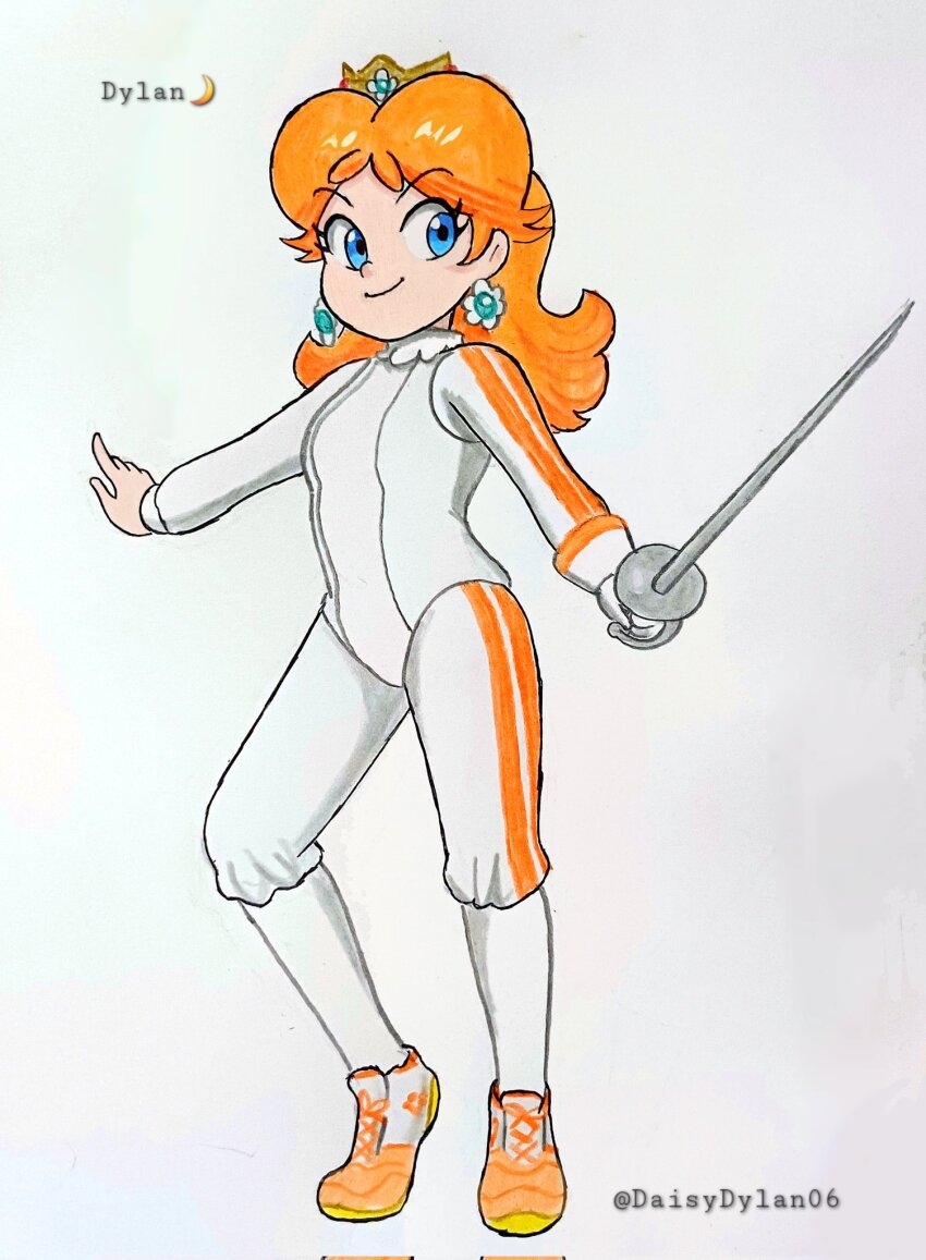 brown_hair, daisydylan06, fencing, fencing_suit, highres, mario_&amp;_sonic_(series), mario_&amp;_sonic_at_the_tokyo_2020_olympic_games, mario_(series)