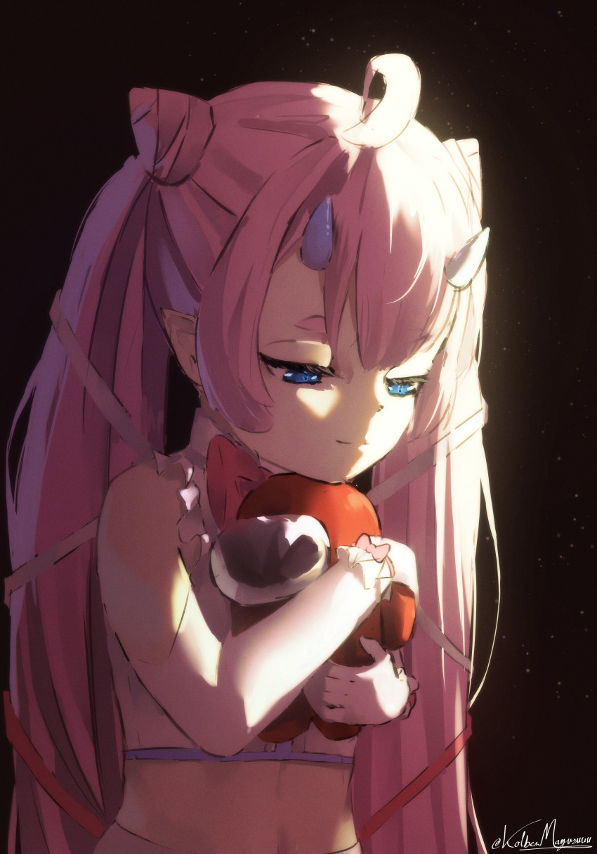 1girl, absurdres, among_us, blue_eyes, chibidoki_(vtuber), crewmate_(among_us), demon_girl, demon_horns