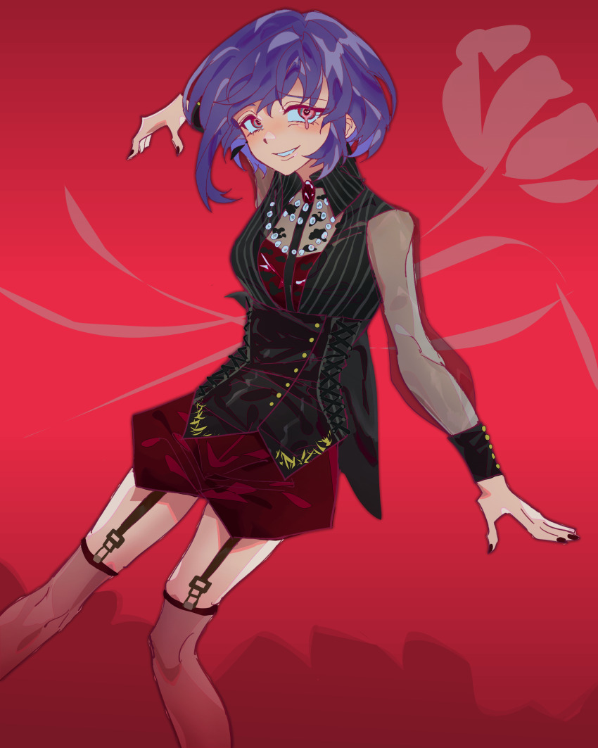 1girl, absurdres, amoris_(bang_dream!), bang_dream!, bang_dream!_it's_mygo!!!!!, black_corset, black_nails, brooch