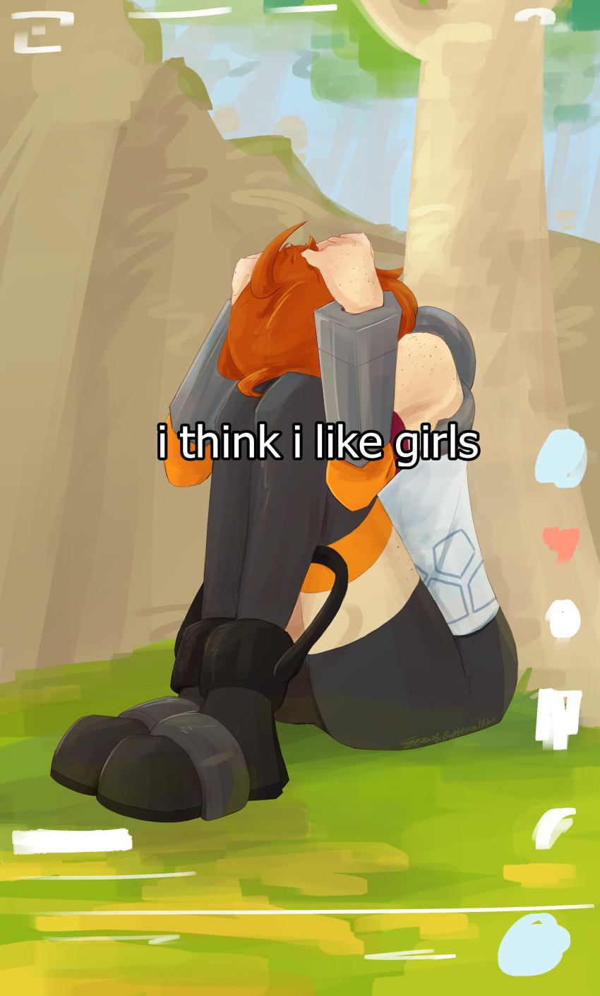 1girl, absurdres, ahoge, armor, bad_link, bad_tumblr_link, black_boots, boots