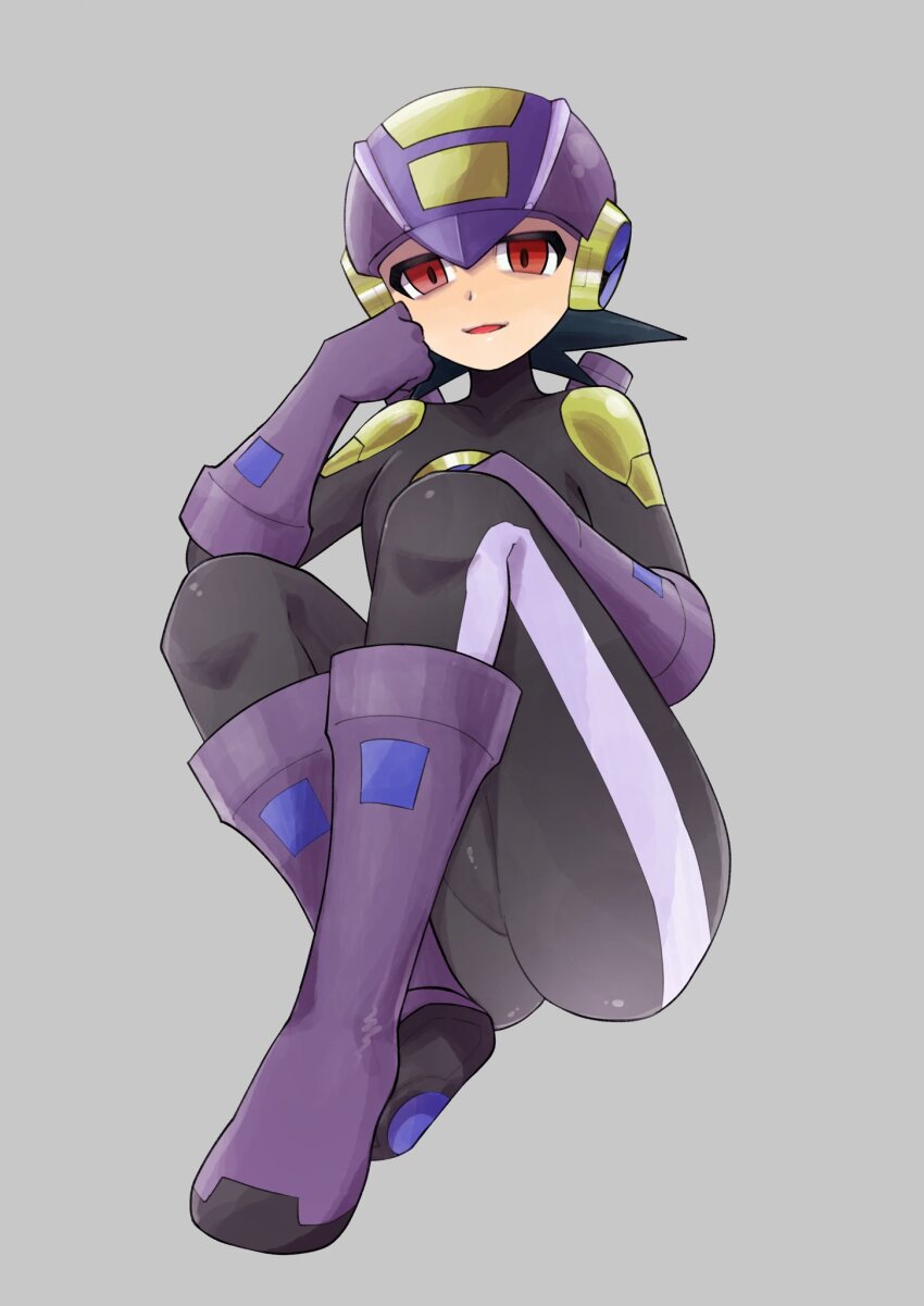 1boy, bodysuit, dark_megaman.exe, gloves, helmet, highres, kokemega, male_focus