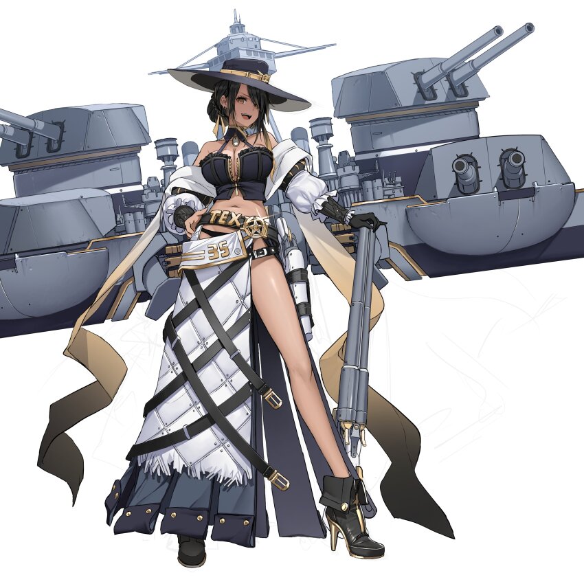 1girl, :d, absurdres, anchor_symbol, ankle_boots, artist_name, azur_lane, bare_legs