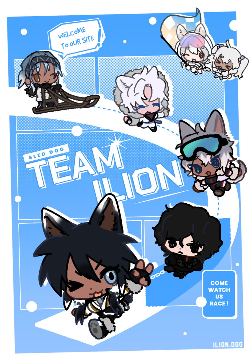 >_o, abstract_background, animal_ears, black_hair, bonnie_(ilion), border, chibi, chibi_only