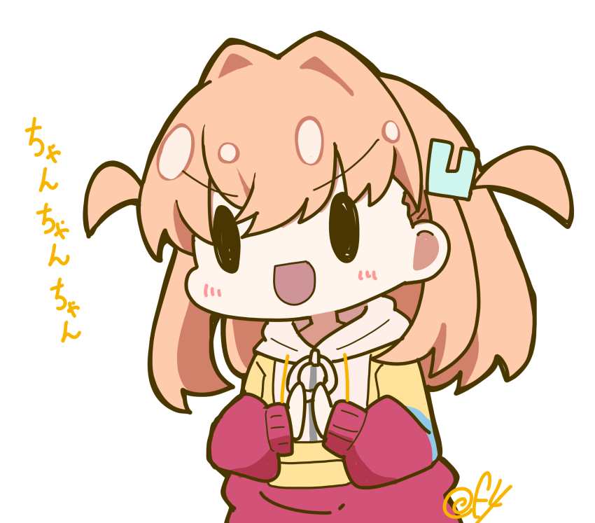 1girl, :d, absurdres, chibi, chibi_only, crossed_bangs, hair_ornament, highres