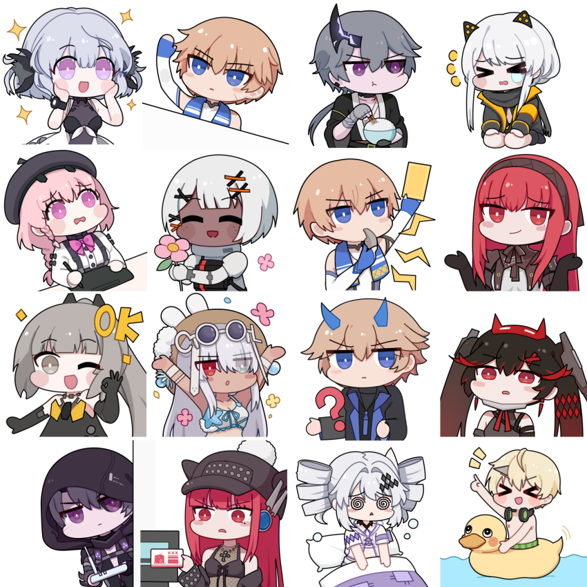 >_<, 3boys, 6+girls, :d, :o, ?, @_@, alpha:_crimson_abyss_(seaside_sunbath)_(pgr)