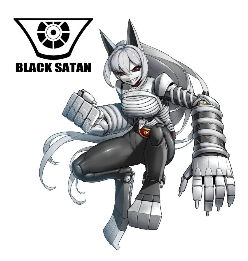 1girl, animal_ears, belt, belt_buckle, black_sclera, brown_belt, buckle, colored_sclera