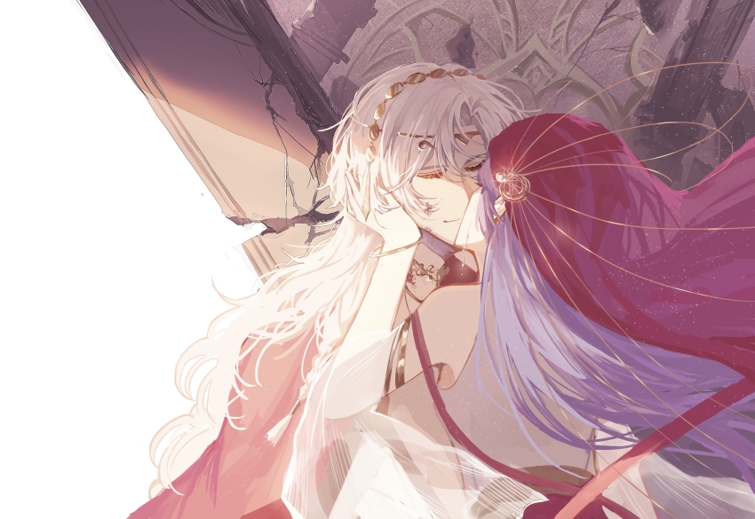 1boy, 1girl, absurdres, bare_shoulders, blood, blood_on_face, bracelet, circlet