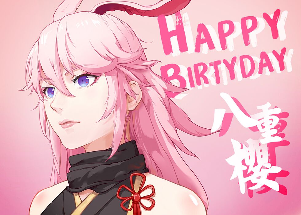 1girl, alternate_color, animal_ears, black_kimono, closed_mouth, fox_ears, happy_birthday, honkai_(series)