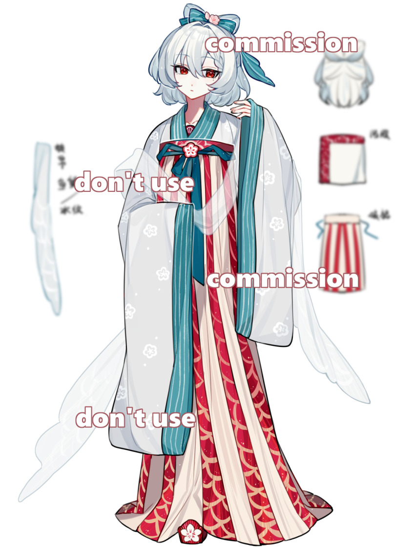 1girl, a-junk, bad_source, blue_bow, blurry, bow, bow-shaped_hair, chinese_clothes