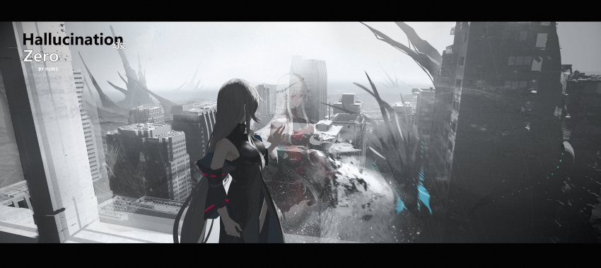 1girl, absurdres, angelfish, arknights, artist_name, ascot, bare_shoulders, black_ascot