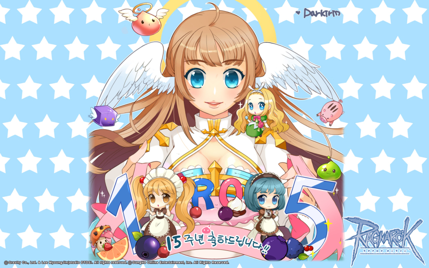 4girls, :3, alty_(ragnarok_online), angeling, anniversary, apron, arch_bishop_(ragnarok_online), blackberry_(fruit)