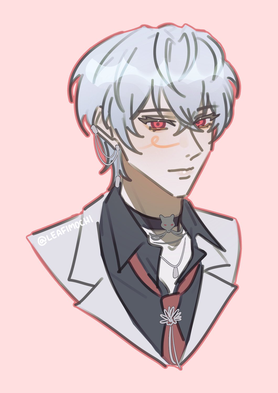 1boy, black_choker, black_shirt, choker, closed_mouth, commentary, commission, cropped_shoulders