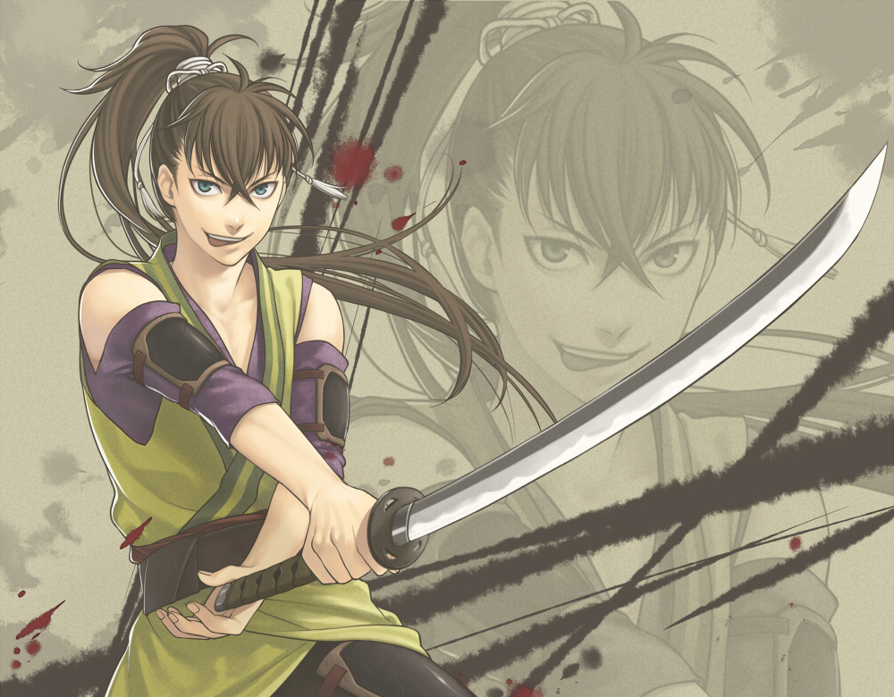 10s, 1boy, bad_id, bad_pixiv_id, bishounen, blood, brown_hair, hakuouki_shinsengumi_kitan