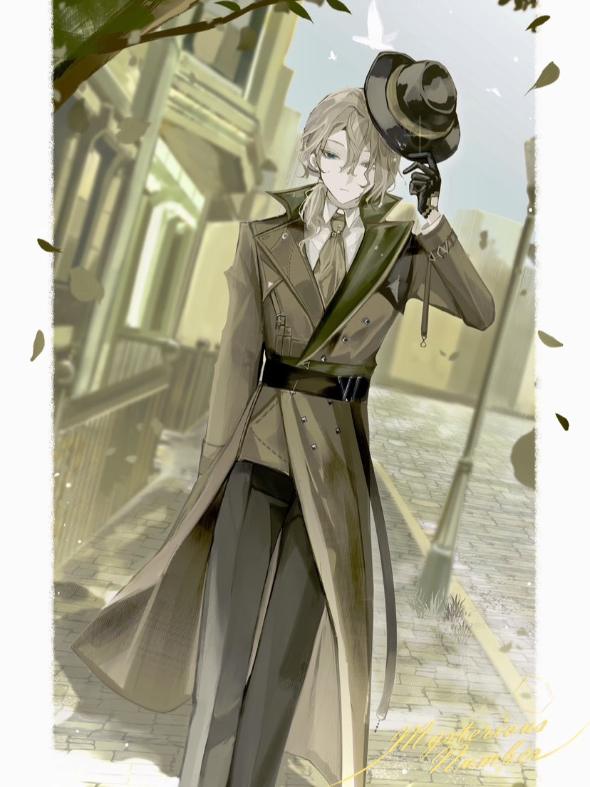 1boy, 6_(reverse:1999), 6_(time_and_location)_(reverse:1999), belt, black_belt, black_gloves, black_hat, black_pants