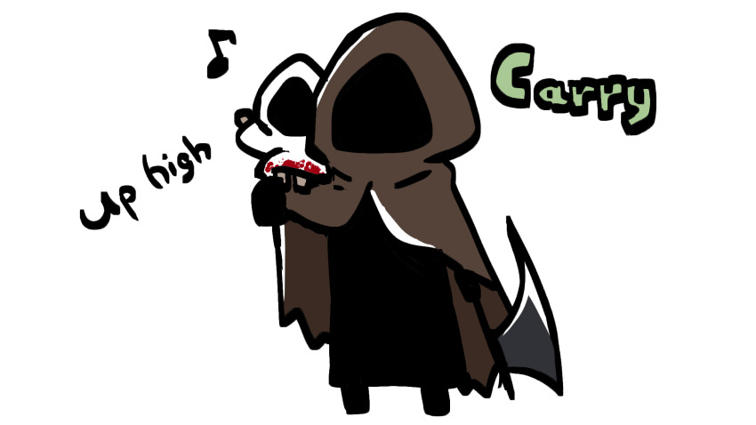 1boy, 1girl, adashino_adami, axe, blood, blood_on_clothes, brown_cloak, carrying