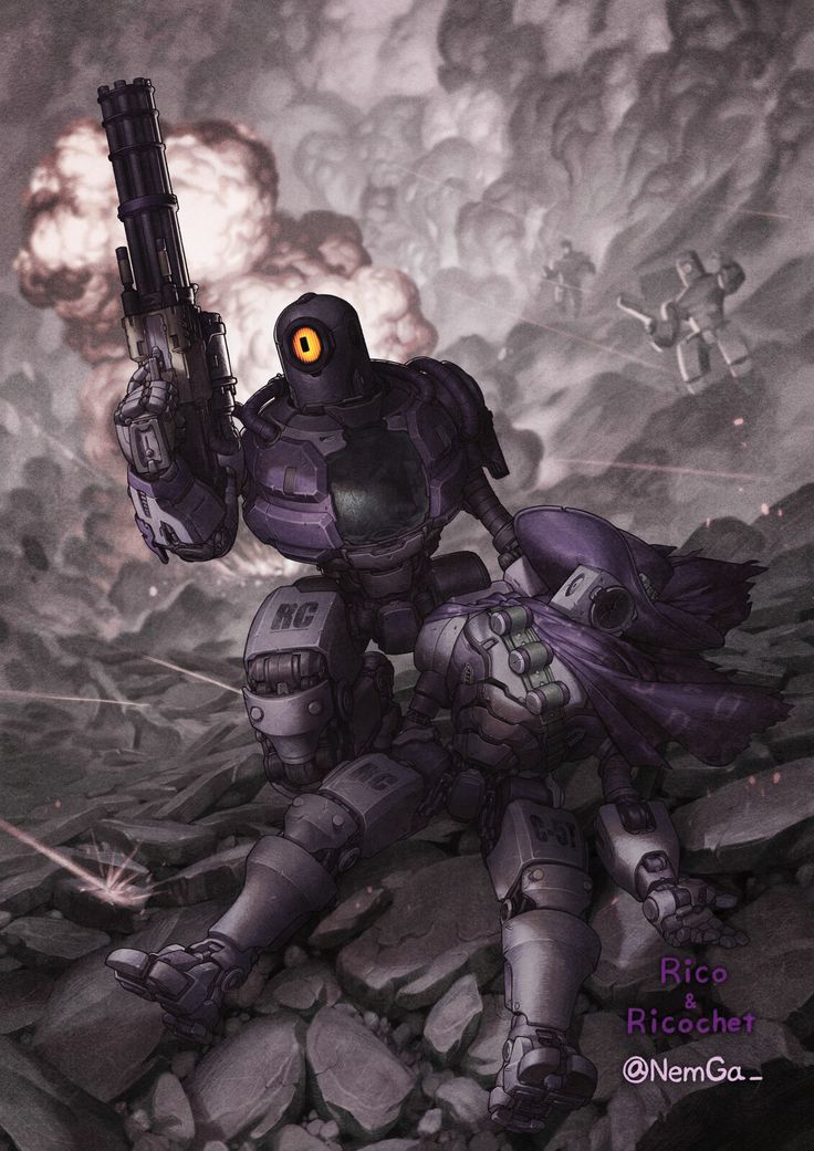 brawl_stars, full_body, grey_background, gundam, joints, looking_at_viewer, mechanical_arms, mechanical_legs, pelee, rico_(brawl_stars), robot, robot_joints, terminator_(series)