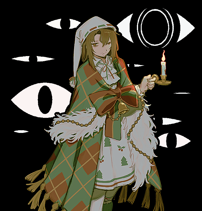 1boy, ascot, beard_stubble, bell, bow, bowtie, brown_eyes, brown_hair