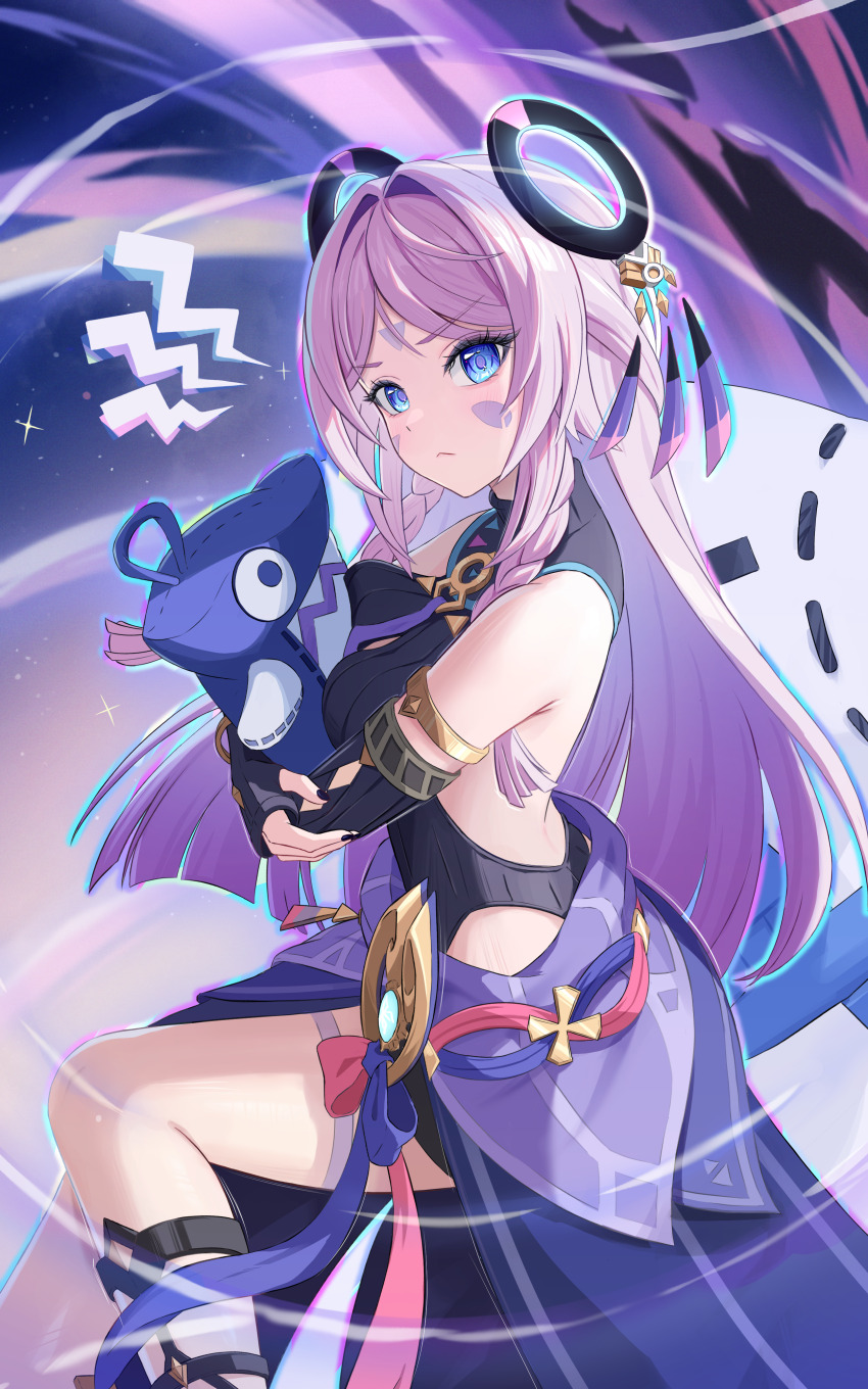 1girl, absurdres, black_gloves, black_leotard, blue_eyes, breasts, citlali_(genshin_impact), closed_mouth