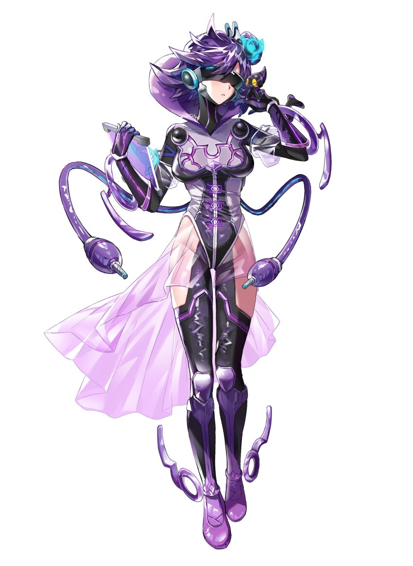 1girl, absurdres, backup@ignister, cable, duel_monster, full_body, grey_leotard, head-mounted_display