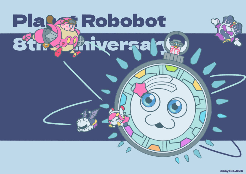 1girl, :3, anniversary, armor, bat_wings, blue_eyes, colored_skin, facial_hair