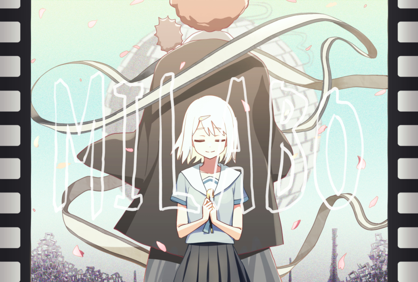 1boy, 1girl, afro, afro_samurai_(zutomayo), animal, animal_on_shoulder, aqua_necktie, aqua_trim