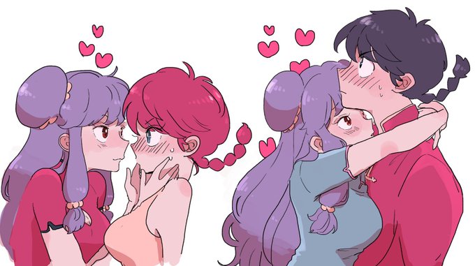 1boy, 2girls, black_hair, braid, chinese_clothes, mulitple_girls, multiple_girls, purple_hair