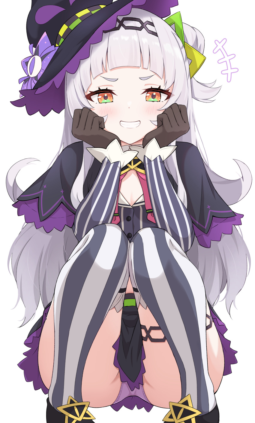 1girl, absurdres, black_capelet, black_gloves, blush, capelet, commentary, enru