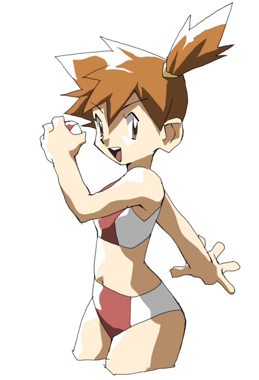 1girl, bikini, brown_eyes, commentary_request, cropped_legs, hand_up, highres, holding