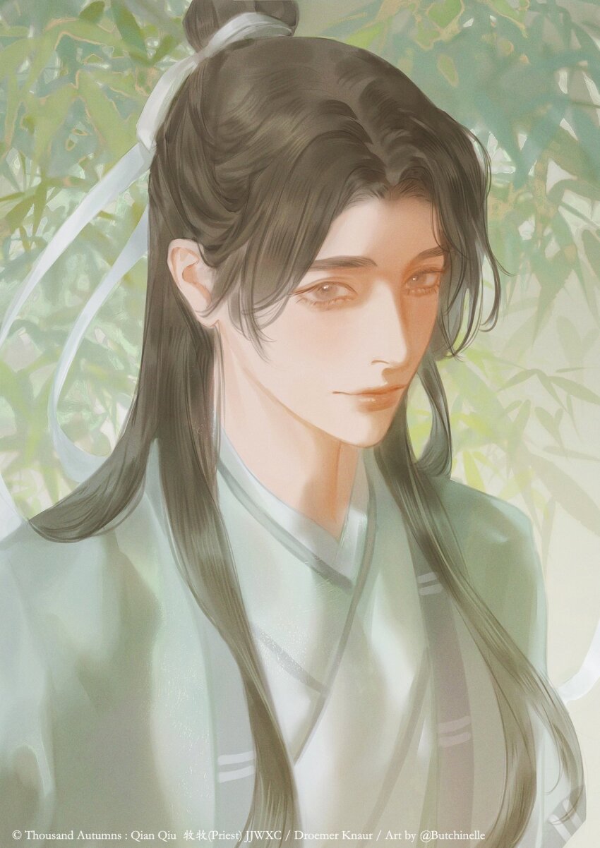 1boy, artist_name, brown_hair, butchinelle, chinese_clothes, commentary, copyright_name, english_commentary