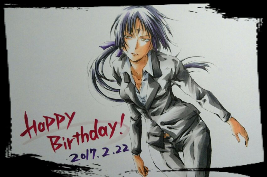 1012karakuri, 1girl, belt, black_hair, black_pants, black_suit, breasts, cleavage