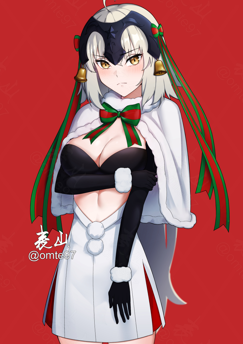 1girl, absurdres, ahoge, alternate_costume, black_gloves, blush, breasts, cape