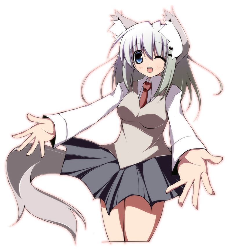 1girl, animal_ears, bad_id, bad_pixiv_id, blue_eyes, female_focus, kaga_taichi, necktie