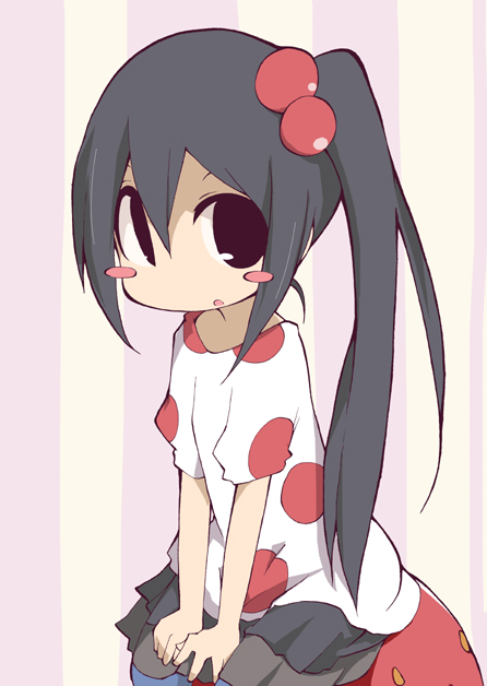 black_hair, blush_stickers, brown_eyes, k-on!, listen!!, long_hair, nakano_azusa, peekun