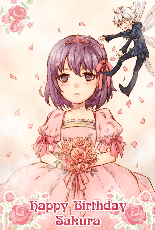 1boy, 1girl, bouquet, commentary_request, dress, empty_eyes, fairy, fairy_wings