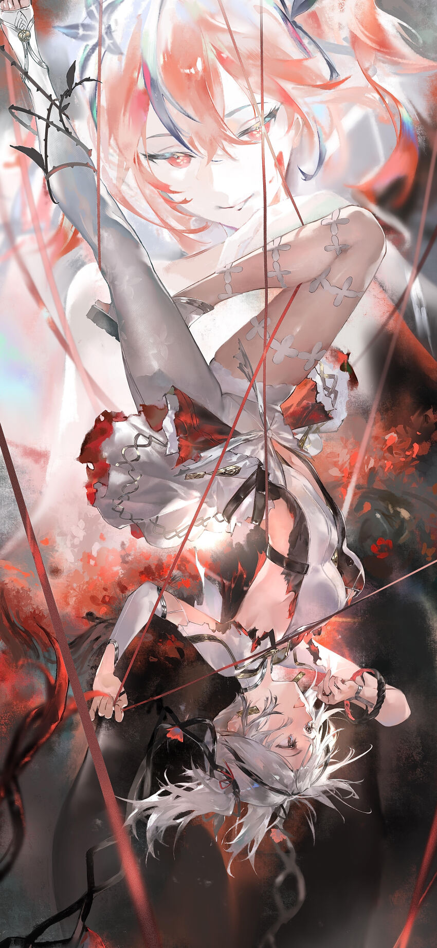 1girl, absurdres, asymmetrical_clothes, black_eyes, breasts, camellya_(wuthering_waves), chiaspicy, chinese_commentary